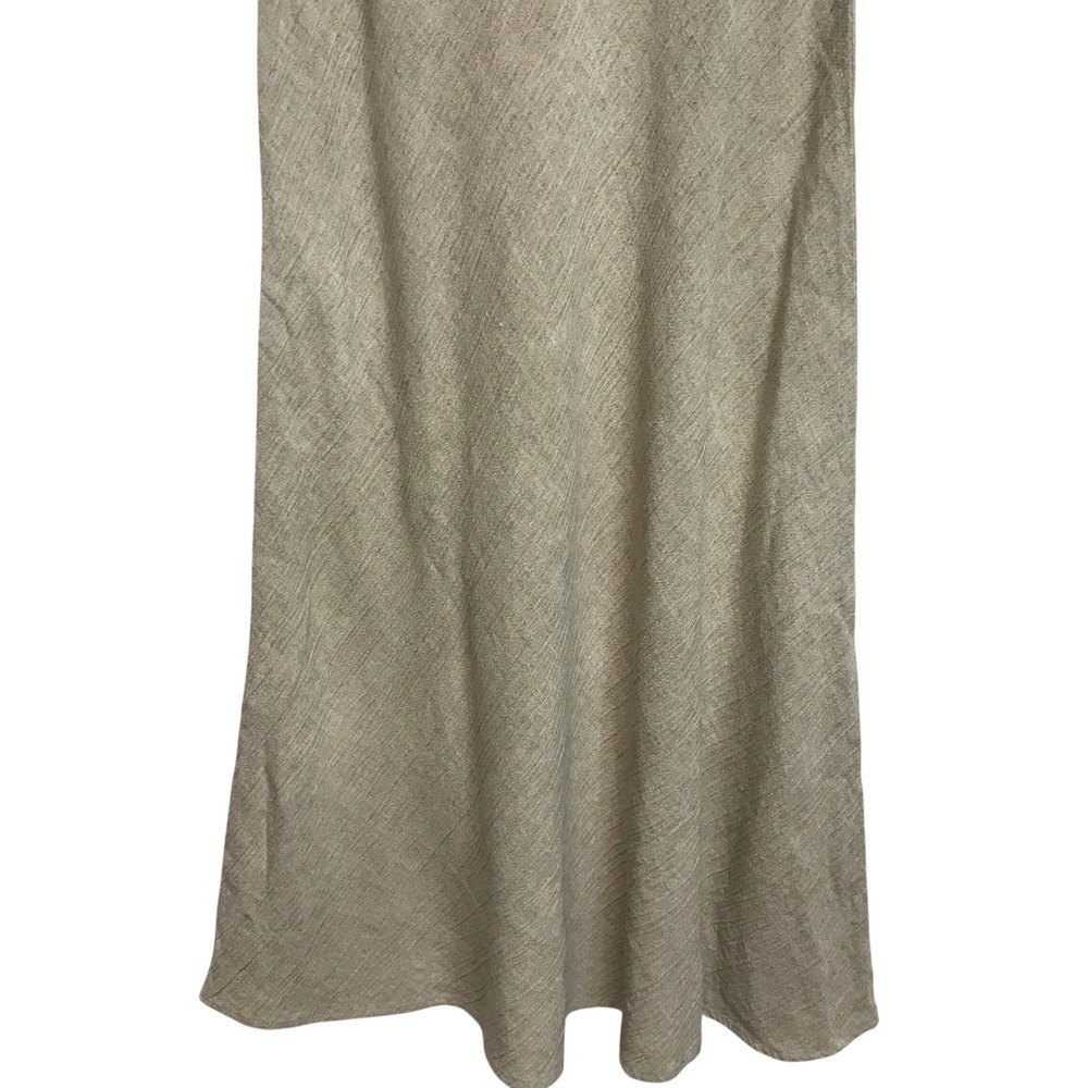 Barbara Lesser Womens Small Flax Rayon Blend Midi Dress Beige Short Sleeve - Picture 3 of 8